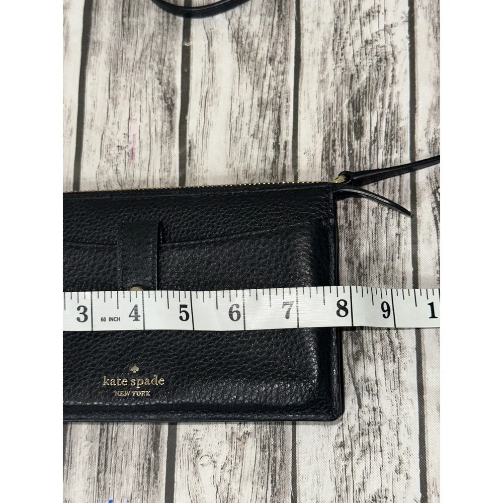 Kate Spade New York Black Pebbled Leather Crossbody Bag Wallet Purse Gold HW